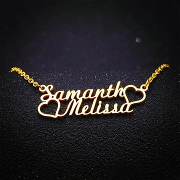 Couple Two Hearts Name Necklace