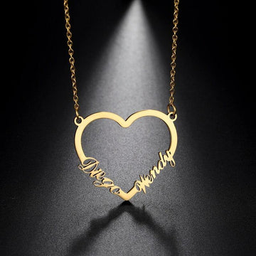 Heart Couple Name Necklace