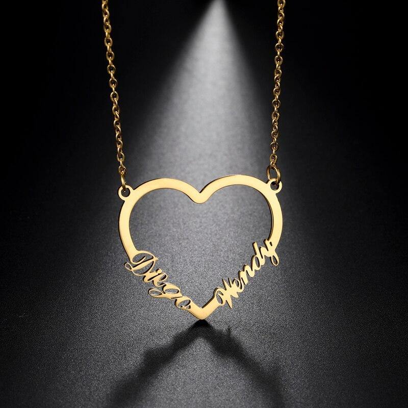 Heart Couple Name Necklace